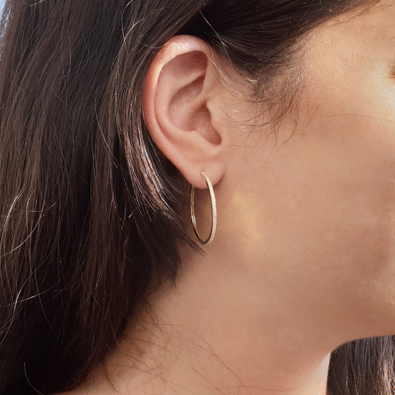 Additional image of 30mm Hoop Diamond Earrings 