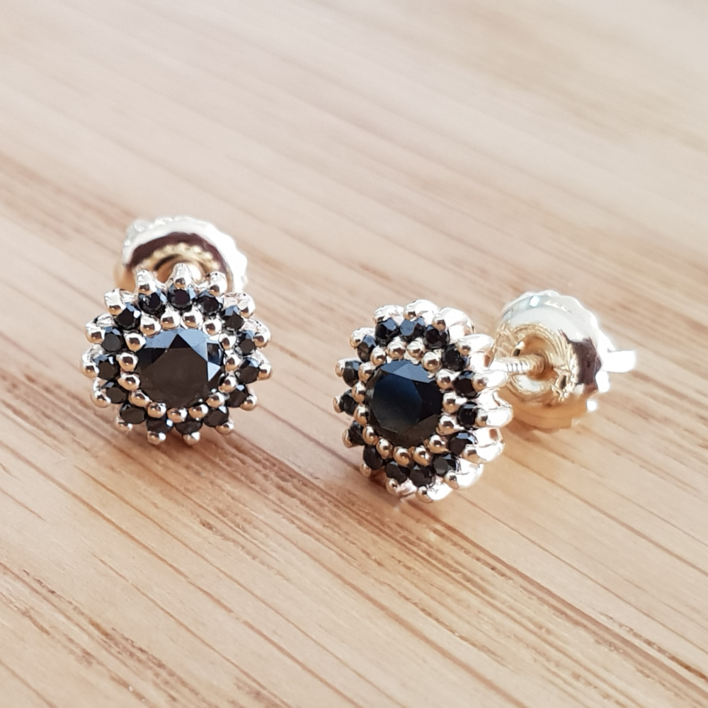 Realistic picture of Antique Style Black Diamond Earrings