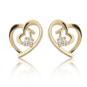 Heart Stud Earrings Inlaid With Diamonds
