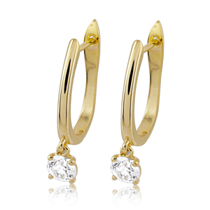0.50 Carat Round Diamond Hoop Earrings in 14K Gold