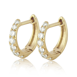 Fine Hoop Earrings With Diamonds