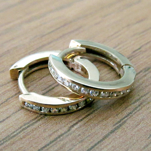 Realistic picture of Small Hoop Diamond Earrings
