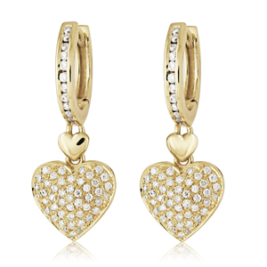 Hanging Heart Diamond Earrings 