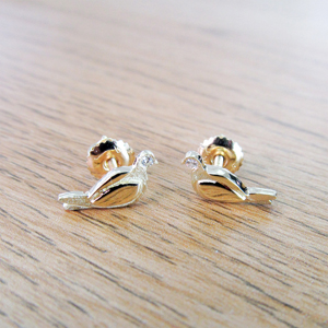 Realistic picture of "Two Birds" Diamond Stud Earrings