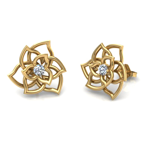 14K Yellow Gold 0.14ctw Flower Diamond Stud Earrings - Special Edition!