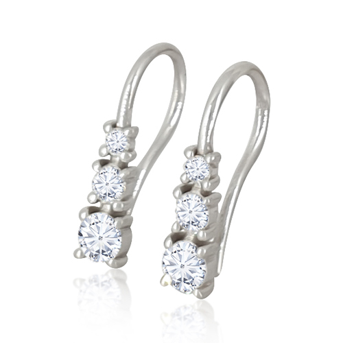 14k Gold, Three Diamond Hook Earrings