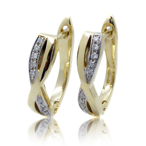 0.10 Carat Diamond Twist Hoop Earrings in 14K Gold