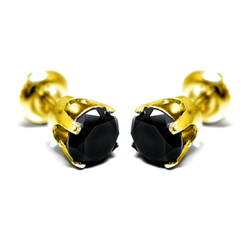  14K Gold 0.10ctw Black Diamond Stud Earrings 