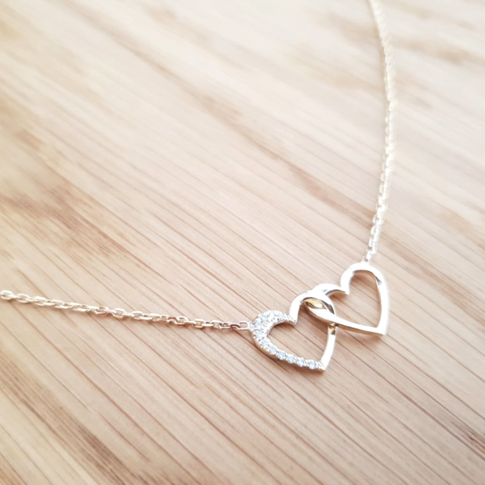 Unique Heart in Heart Diamond Necklace