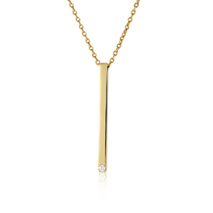 Gold strip pendant with a Diamond