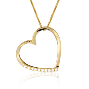 14k Gold, 0.10ct Diamond Heart Pendant