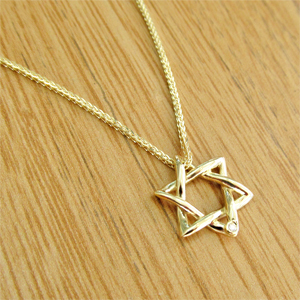 Realistic picture of Diamond Accent 0.01ctw Star of David Pendant in 14k Yellow Gold