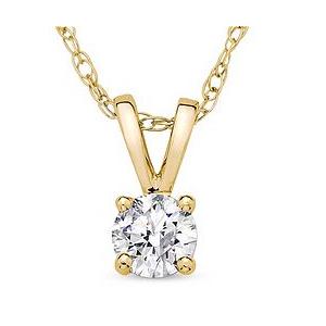 14K Gold 0.10ct Solitaire Diamond Pendant Necklace