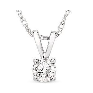 Additional image of 14K Gold 0.30ct Solitaire Diamond Pendant Necklace
