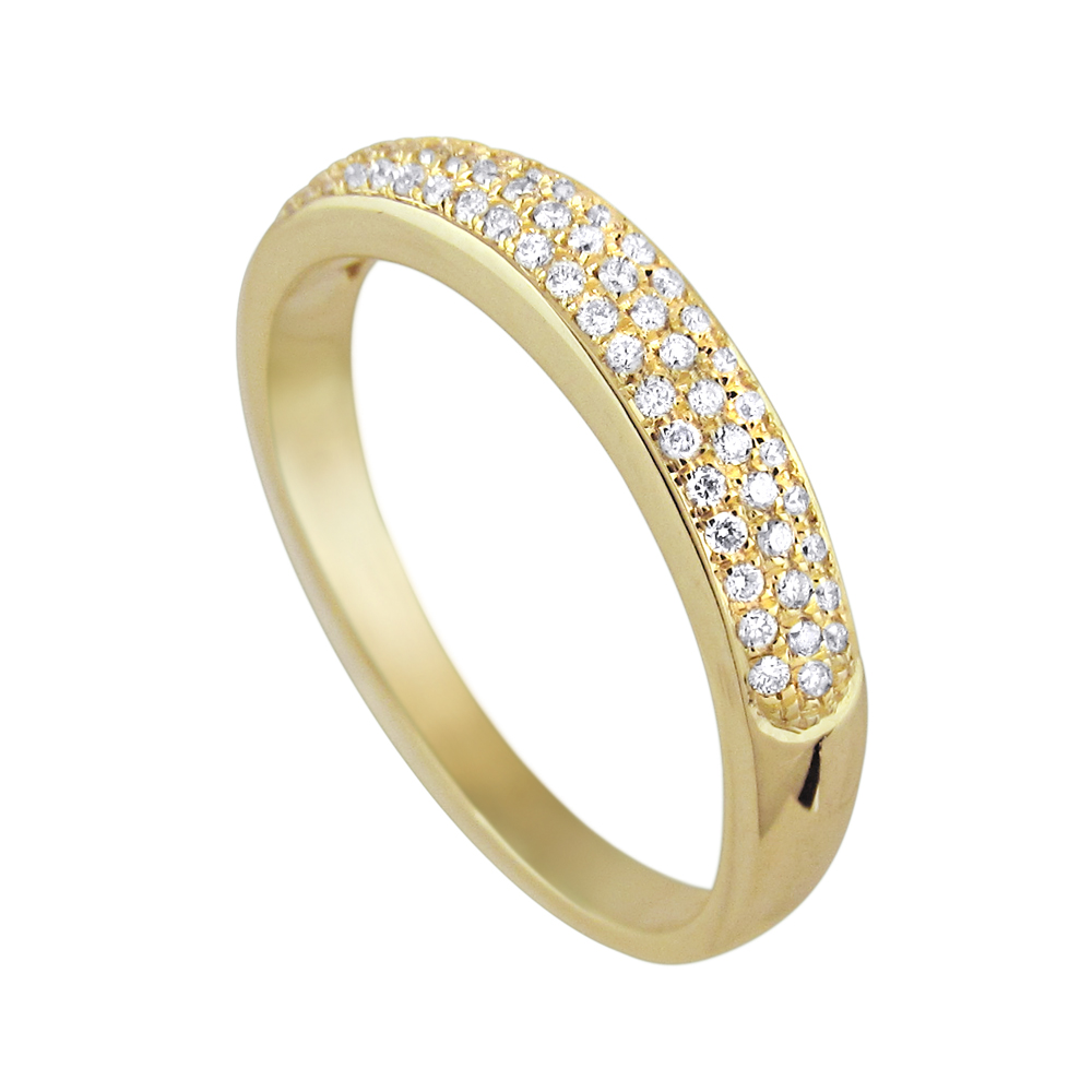 Semi-wedding ring studded with 3 rows of diamonds