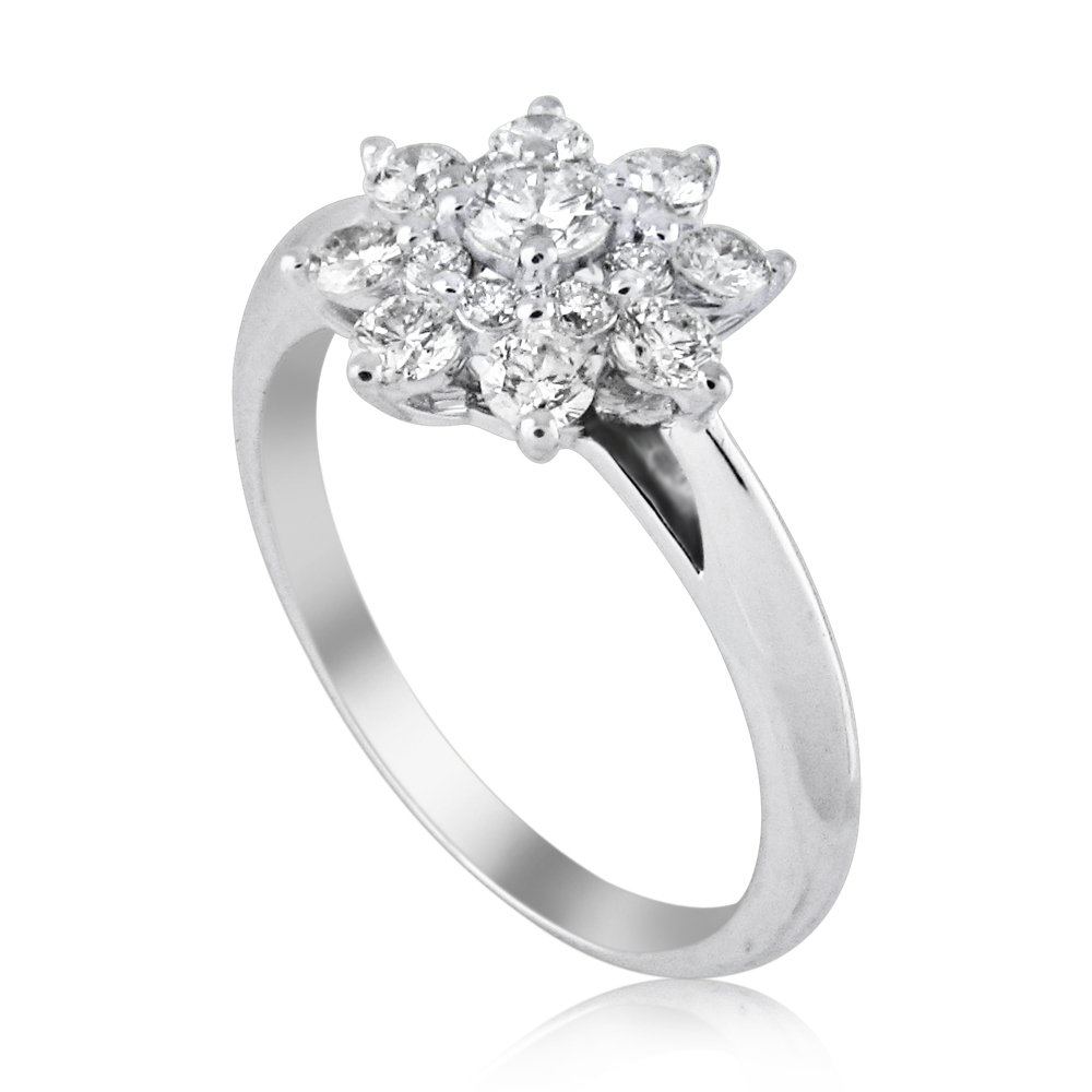 A Diamond Ring Studded With A Diamond Flower