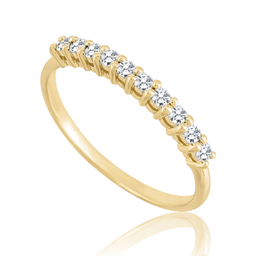 טבעת חצי נישואין משובצת 10 יהלומים