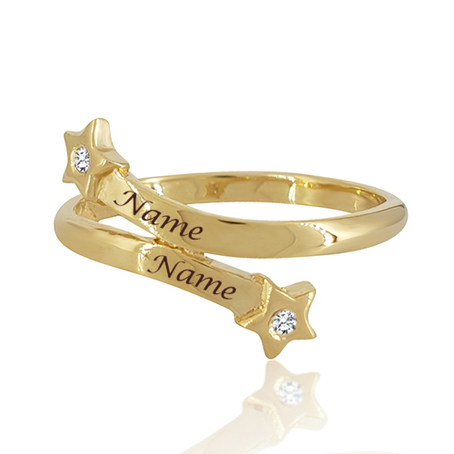 Personalized 14k Gold Diamond Stars Ring