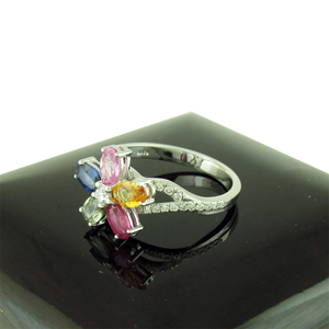 Additional image of Diamond ring designed with precious stones 