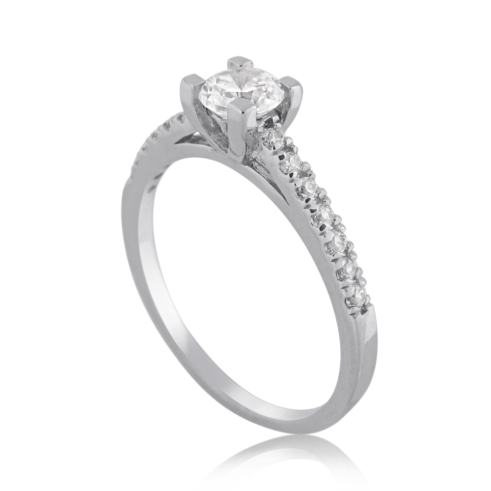 Classic Engagement Ring With Diamonds On The Sides