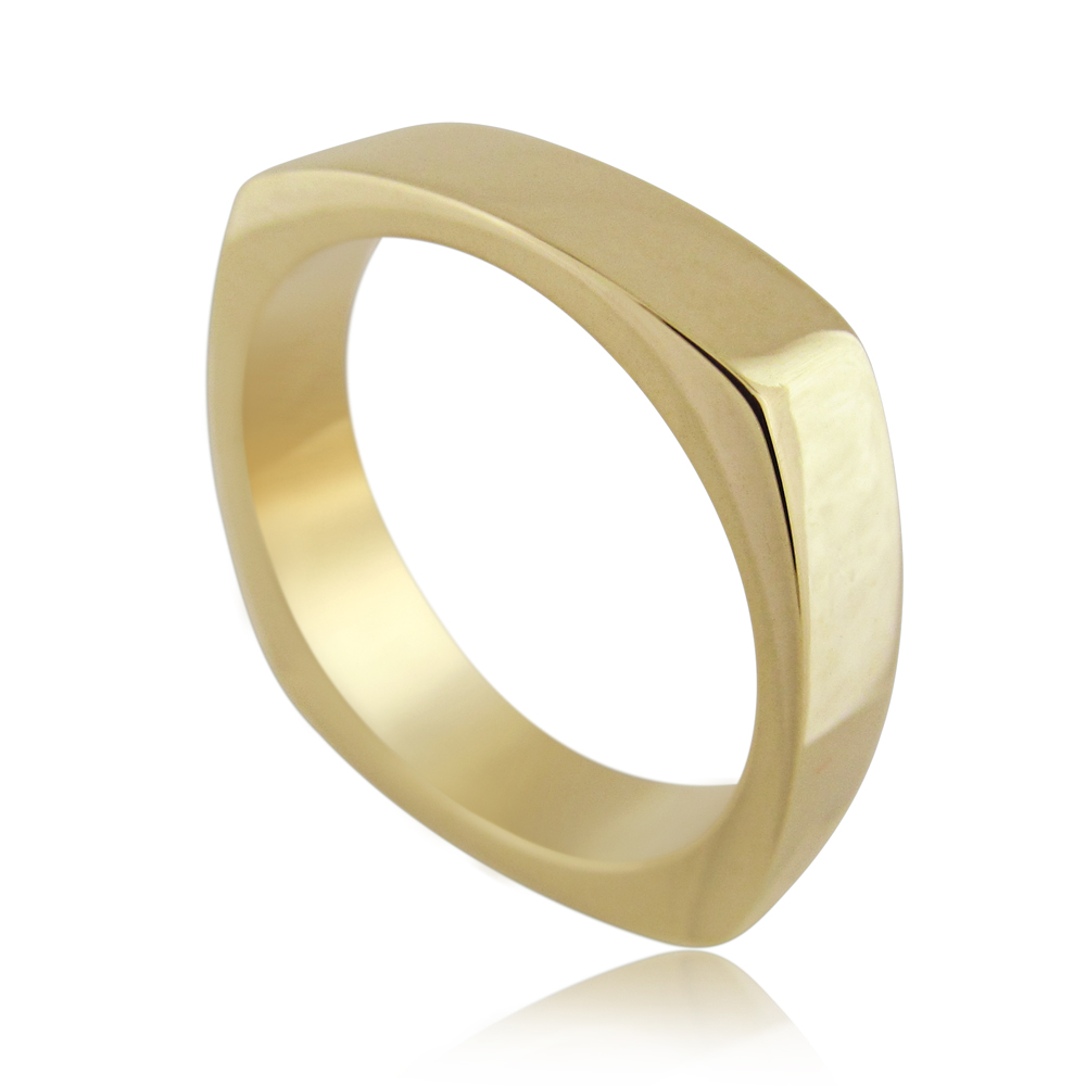 14k yellow gold square wedding ring by the Kabbalah