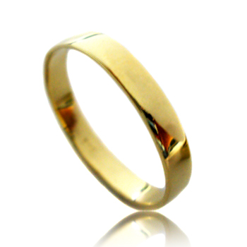14kt Yellow Gold Shiny Flat Wedding Band Ring