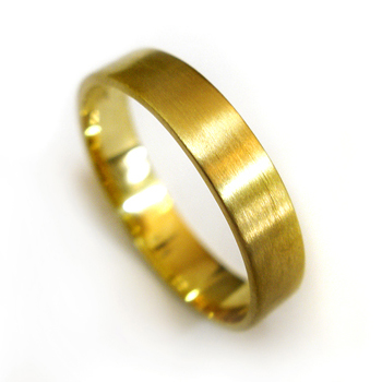 14kt Yellow Gold Brushed Flat Wedding Band Ring
