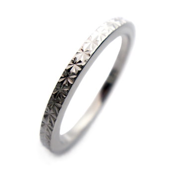 14k White Gold Diamond-Cut Design Wedding Band Ring