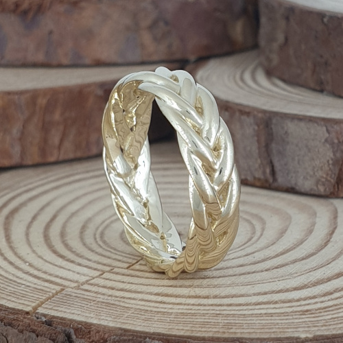 14K Yellow Gold Four Stripes Braided Ring