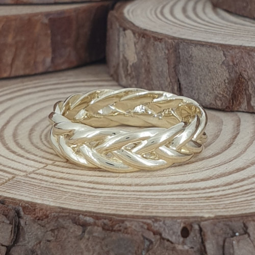 Realistic picture of 14K Yellow Gold Four Stripes Braided Ring