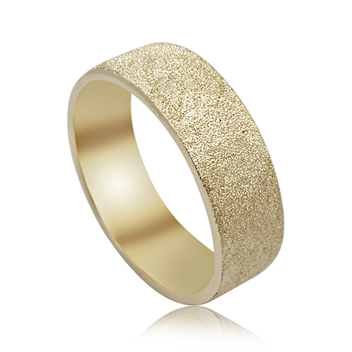 14k Yellow gold wedding ring 5.5mm width with GLITTER