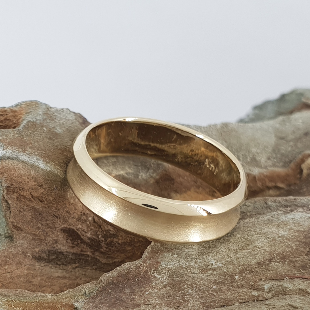 Realistic picture of  Thin Milgrain Wedding Band Ring in 14K Gold
