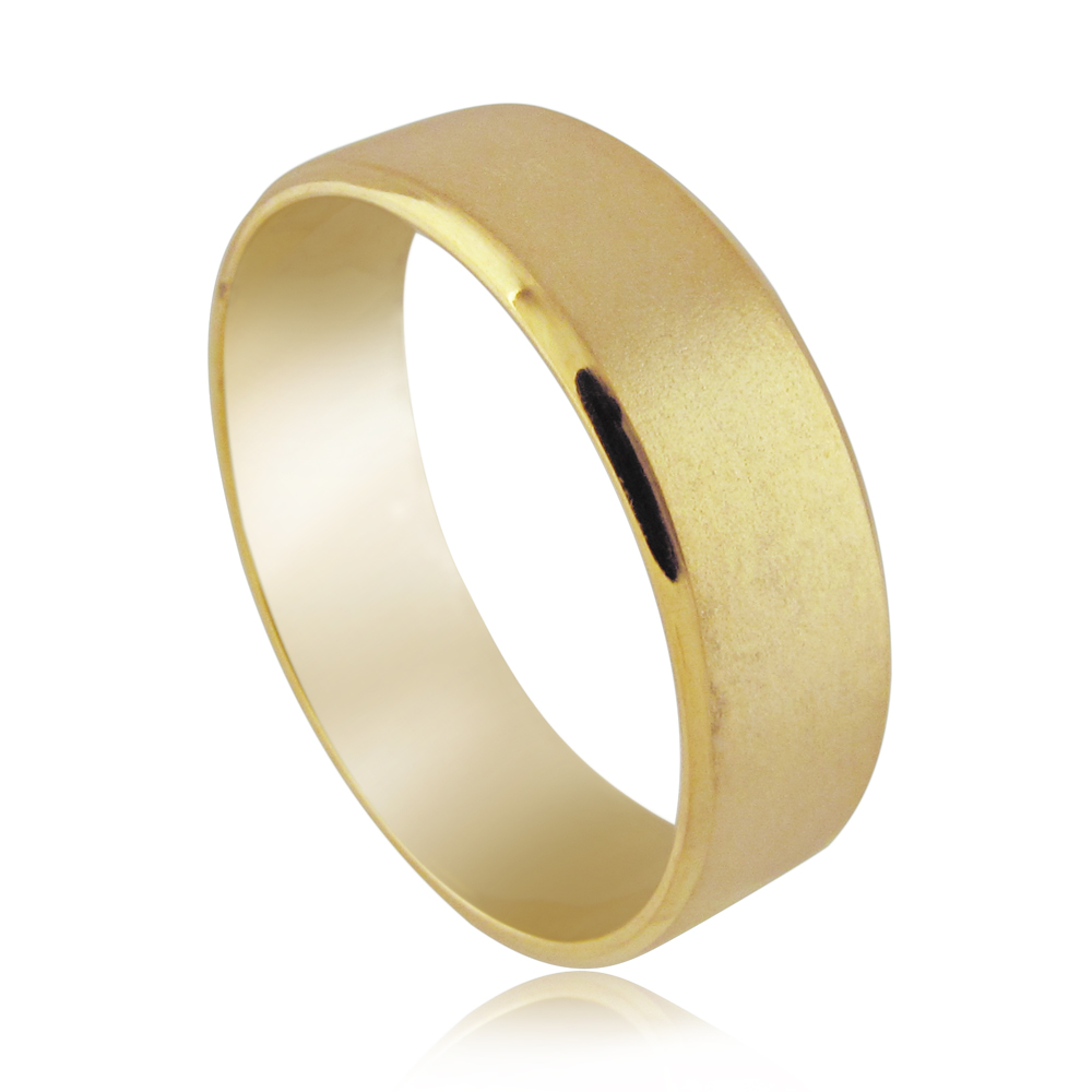 14K Wide wedding ring with matte and shiny textures