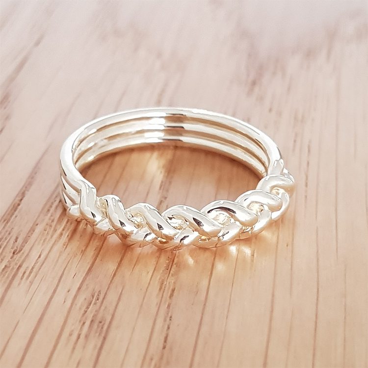 Realistic picture of 14K Yellow Gold Half Braided Ring