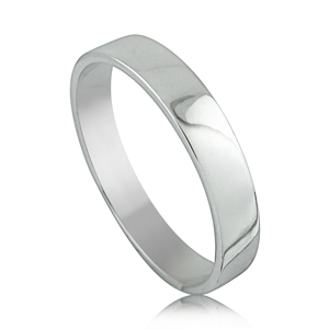 14kt White Gold Shiny Flat Wedding Band Ring
