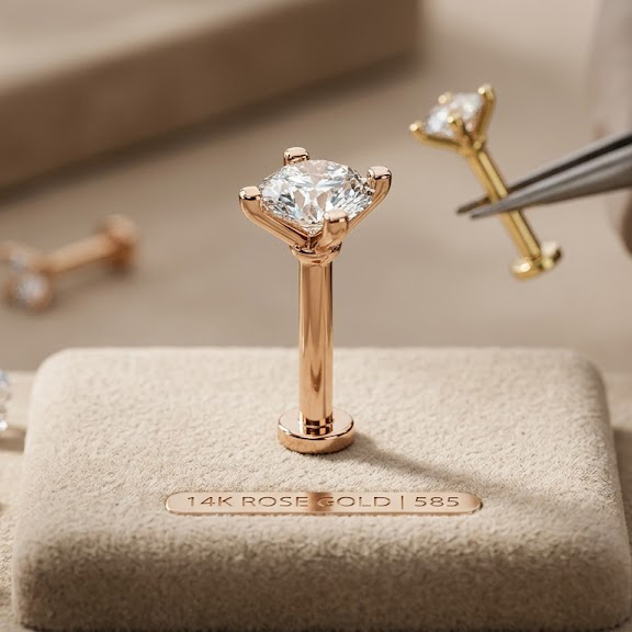 Gold Diamond Piercing 0.10 Carat - Available in 9K / 14K / 18K Gold