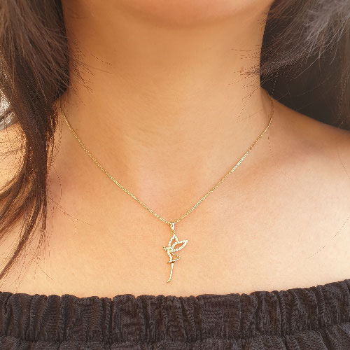 Additional image of 14k Gold, 0.21ct Diamond Fairy Pendant